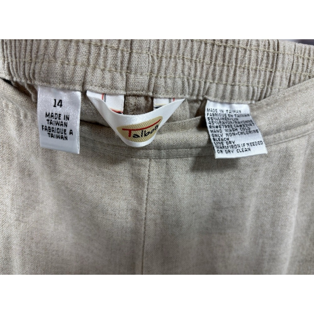 Talbots Pants Beige Wide Leg Costal Cowgirl Lagenlook Linen Blend Womens Size 14 - Picture 4 of 5